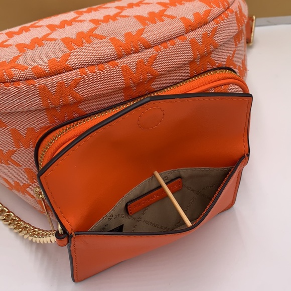 MICHAEL KORS Maisie Large Logo 2-in-1 Sling Waist Fanny Pack Crossbody Poppy NWT - Picture 7 of 16